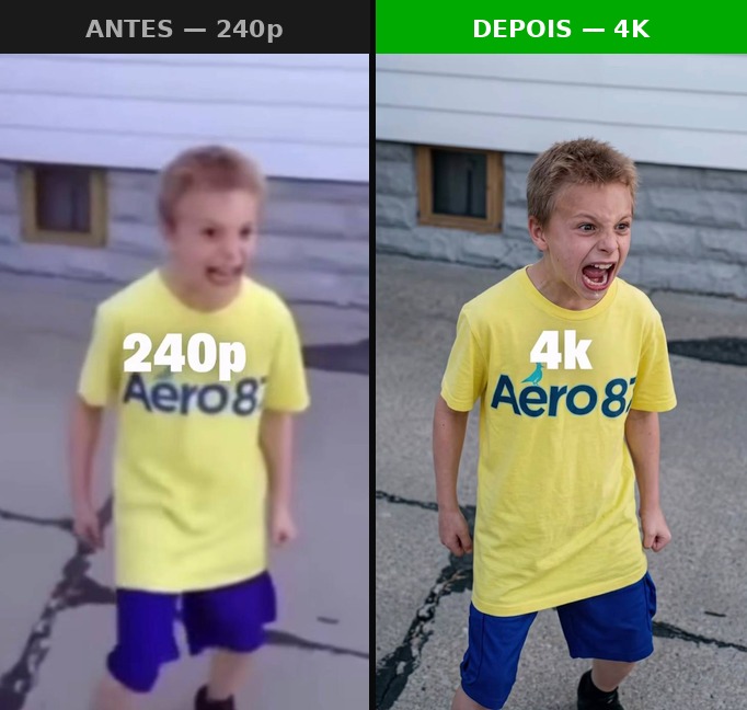Antes 240p vs Depois 4K — Melhoria de Foto com IA